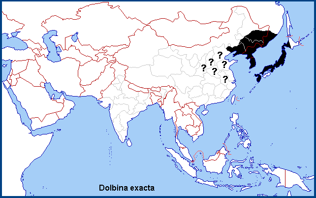 Confirmed distribution of Dolbina exacta. Map: &copy; NHMUK.