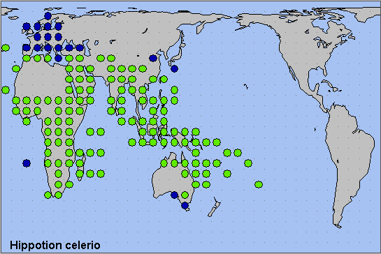 Global distribution of Hippotion celerio. Map: &copy; NHMUK.