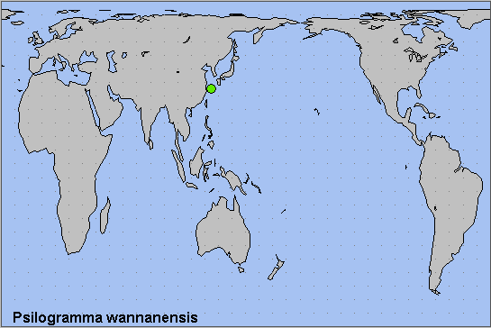 Global distribution of Psilogramma wannanensis. Map: &copy; NHMUK.