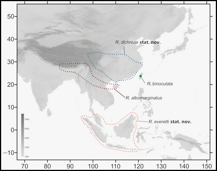 Global distribution of Rhagastis binoculata. Map: &copy; Jiang, Wang, Xu, Kitching, Huang, Hu & Xiao, 2024.