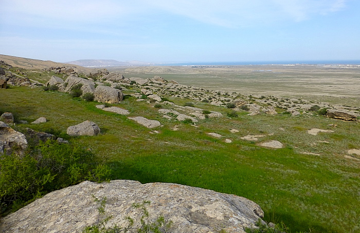 Typical open habitat of Hyles zygophylli, Caspian Sea littoral, Gobustan area, Azerbaijan. Photo: &copy; Tony Pittaway.